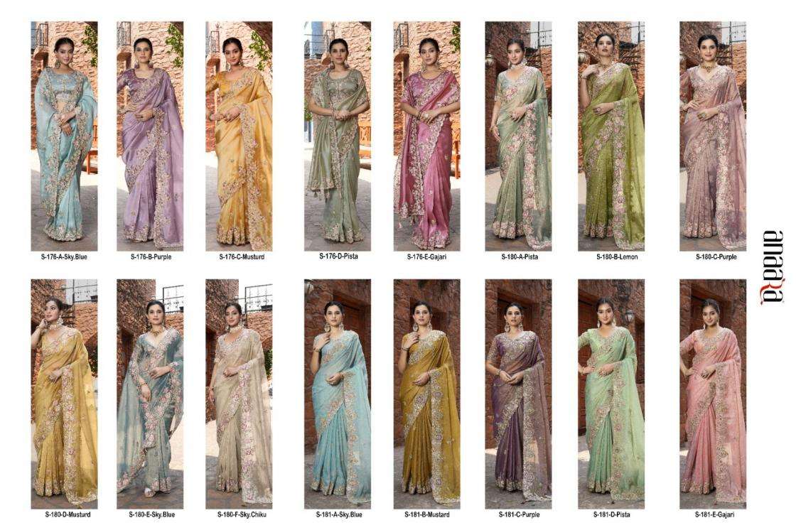 Tathastu Presents 176-180-181 Colors Fancy Occasion Wear Saree For Womens Catalog Wholesaler And Exporter In Surat