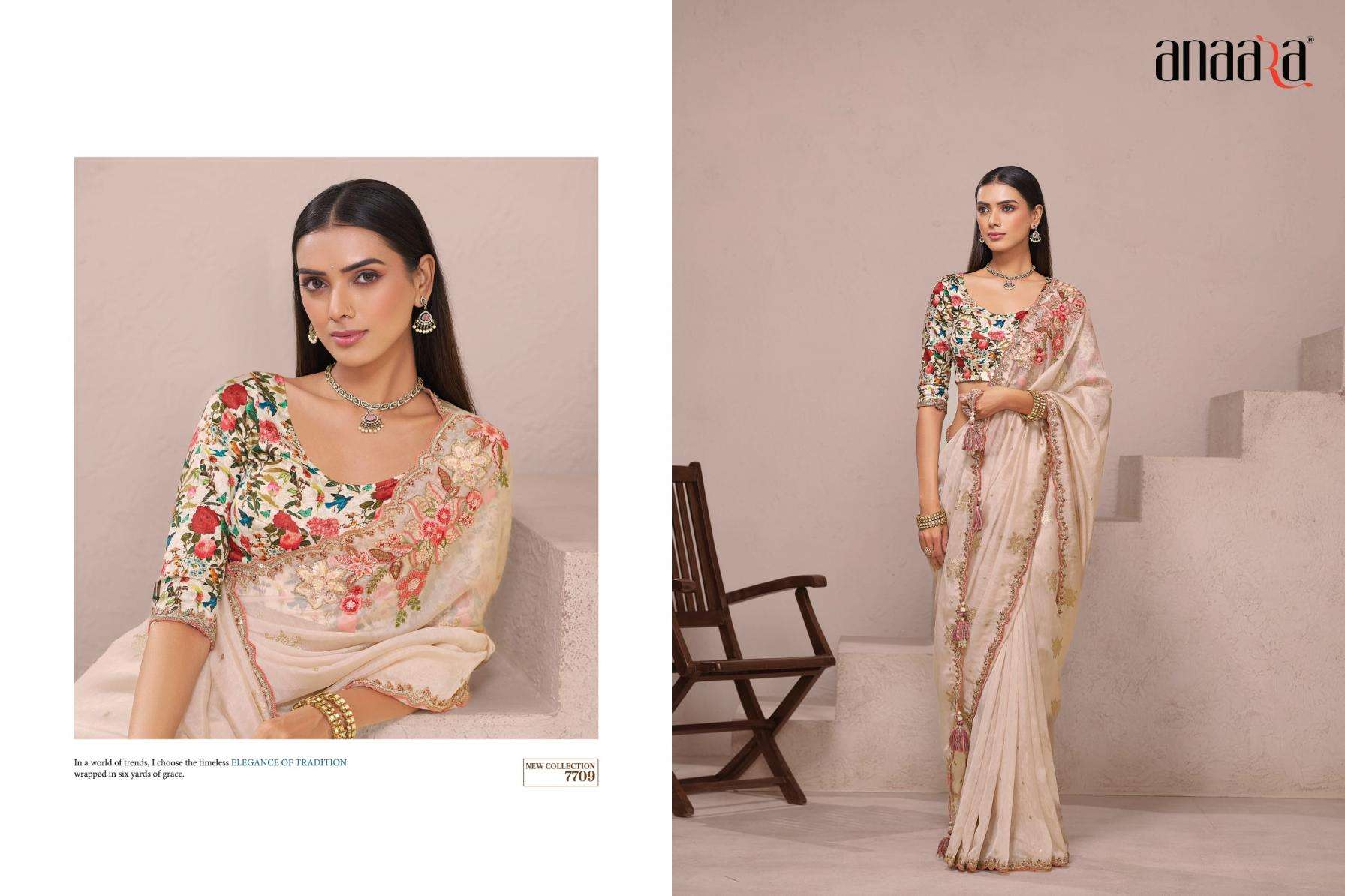 Tathastu Presents Anaara 7701-7709 Fancy Exclusive Designer Sarees For Every Occasion Catalog Wholesaler And Exporter In Surat