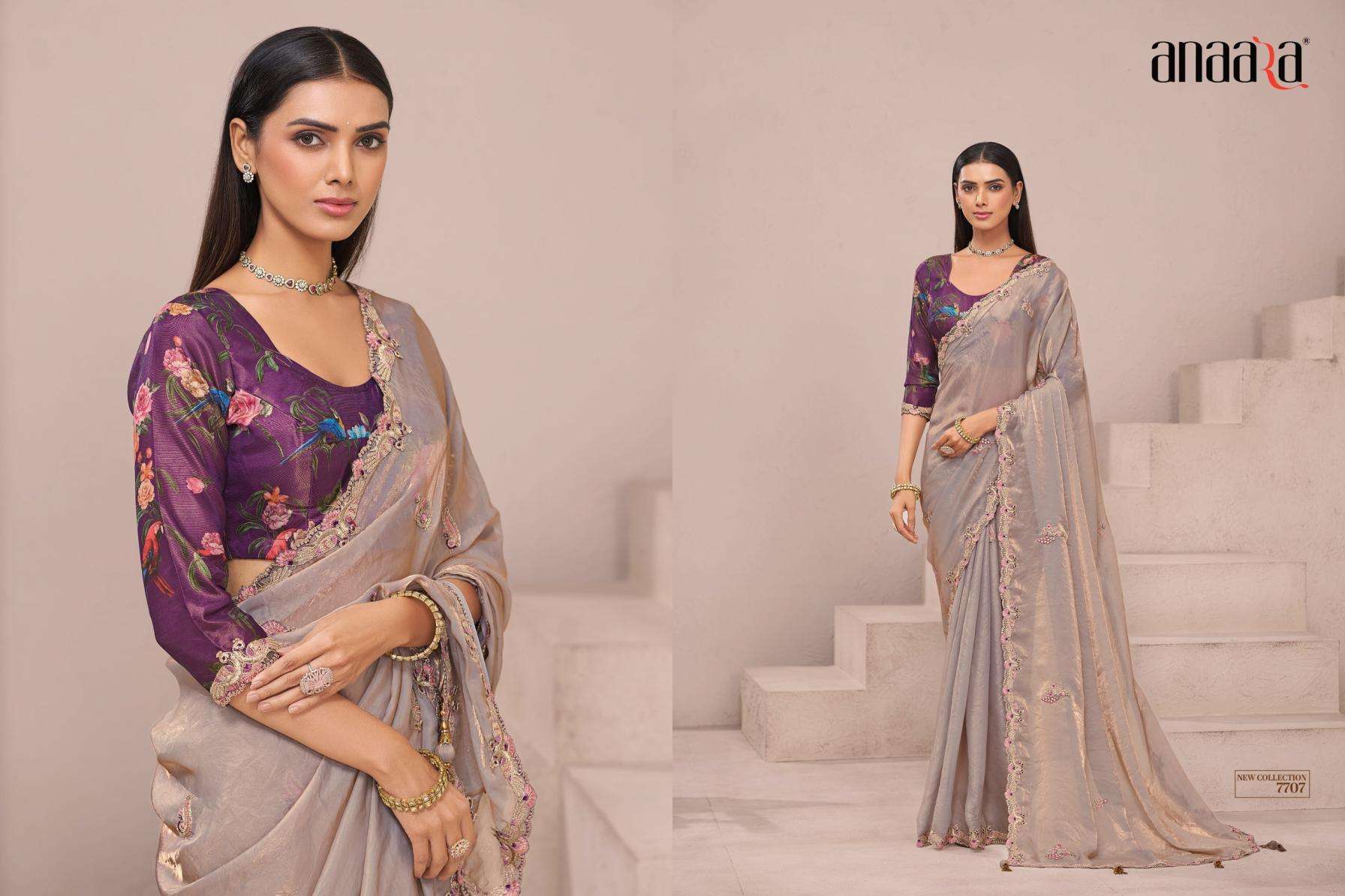 Tathastu Presents Anaara 7701-7709 Fancy Exclusive Designer Sarees For Every Occasion Catalog Wholesaler And Exporter In Surat