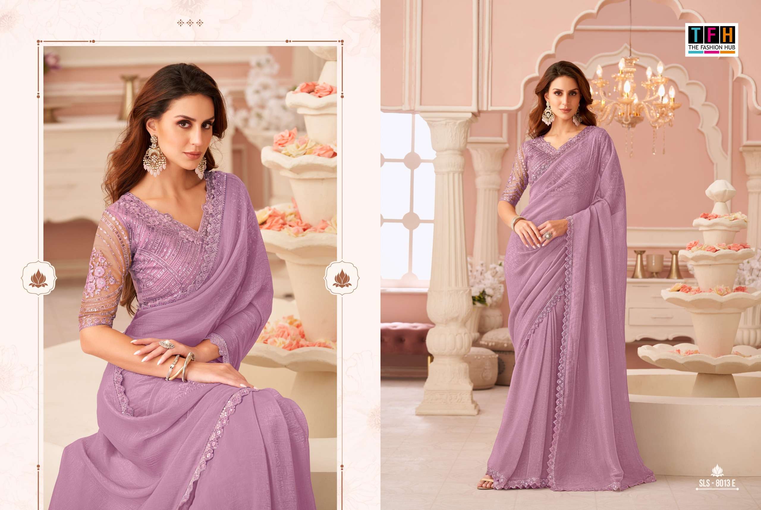 TFH PRESENTS SALSA STYLE 8013 HIT COLORS DESIGNER PARTY WEAR SAREES CATALOG WHOLESALER AND EXPORTER 