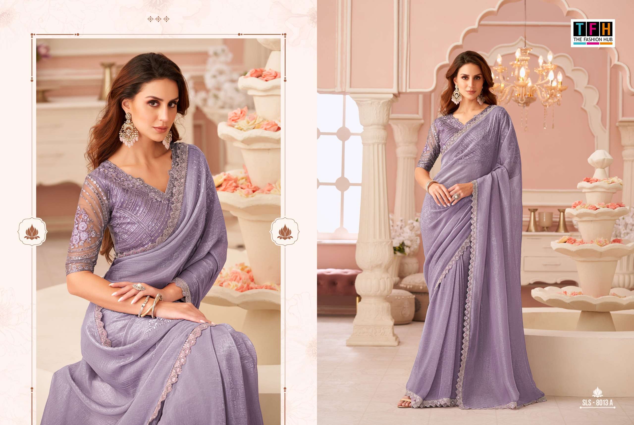 TFH PRESENTS SALSA STYLE 8013 HIT COLORS DESIGNER PARTY WEAR SAREES CATALOG WHOLESALER AND EXPORTER 