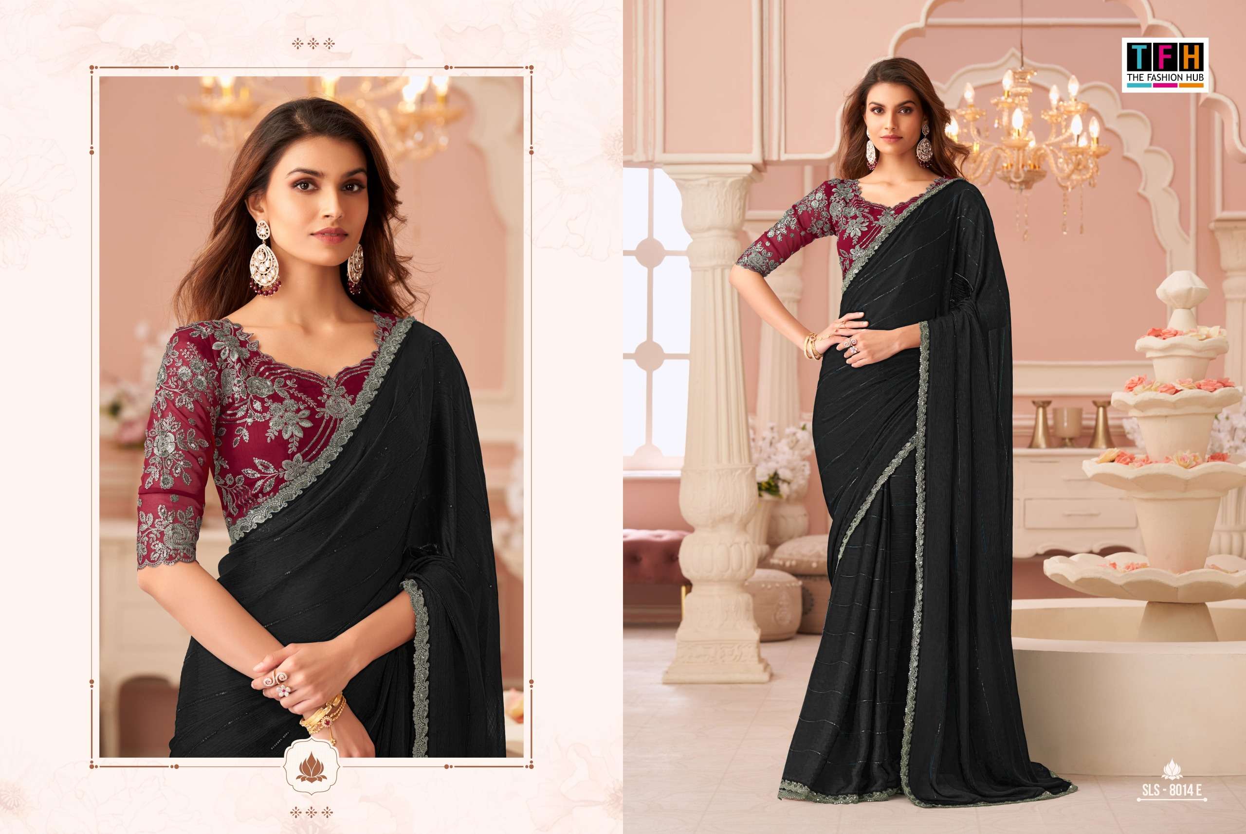 TFH PRESENTS SALSA STYLE 8014 HIT COLORS DESIGNER PARTY WEAR SAREES CATALOG WHOLESALER AND EXPORTER 