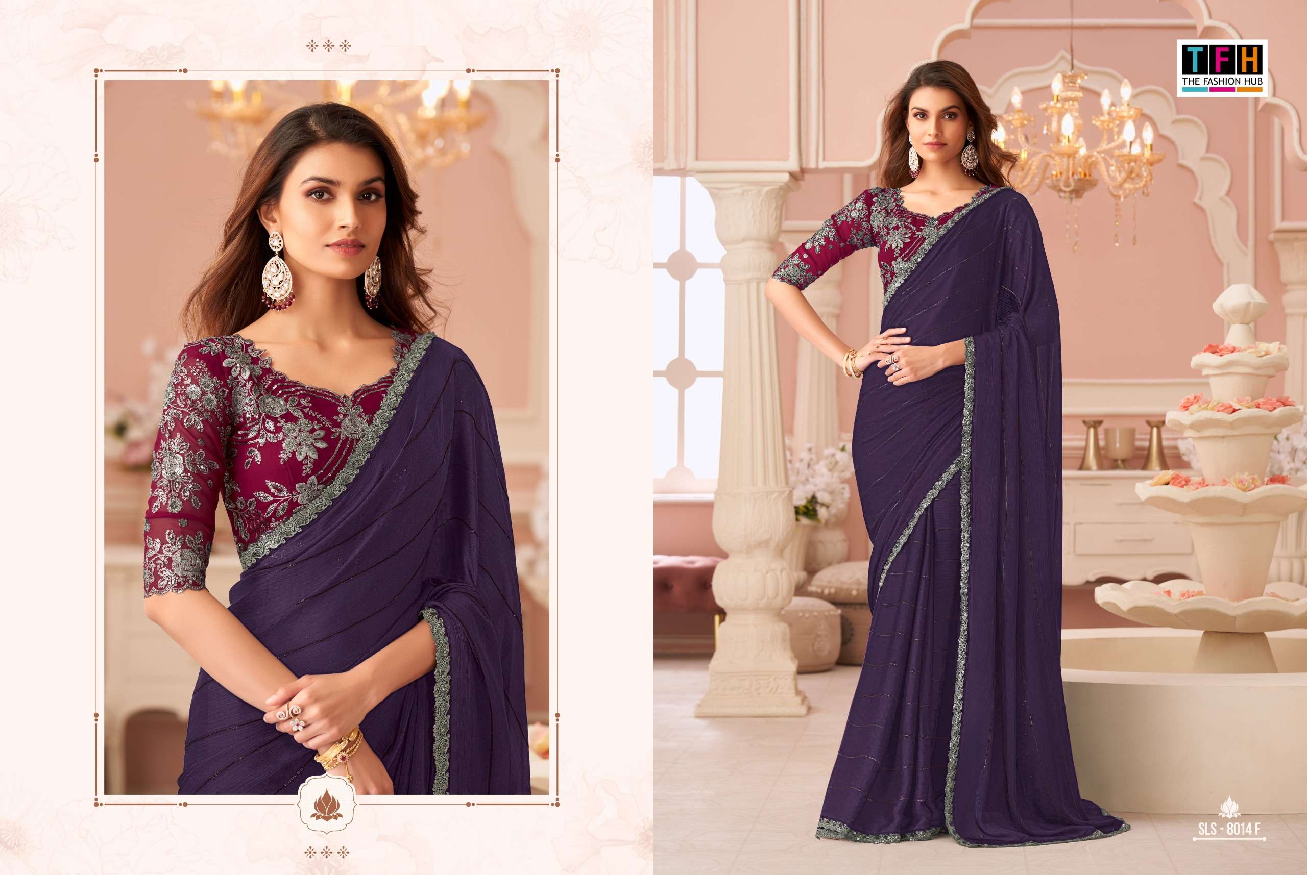TFH PRESENTS SALSA STYLE 8014 HIT COLORS DESIGNER PARTY WEAR SAREES CATALOG WHOLESALER AND EXPORTER 