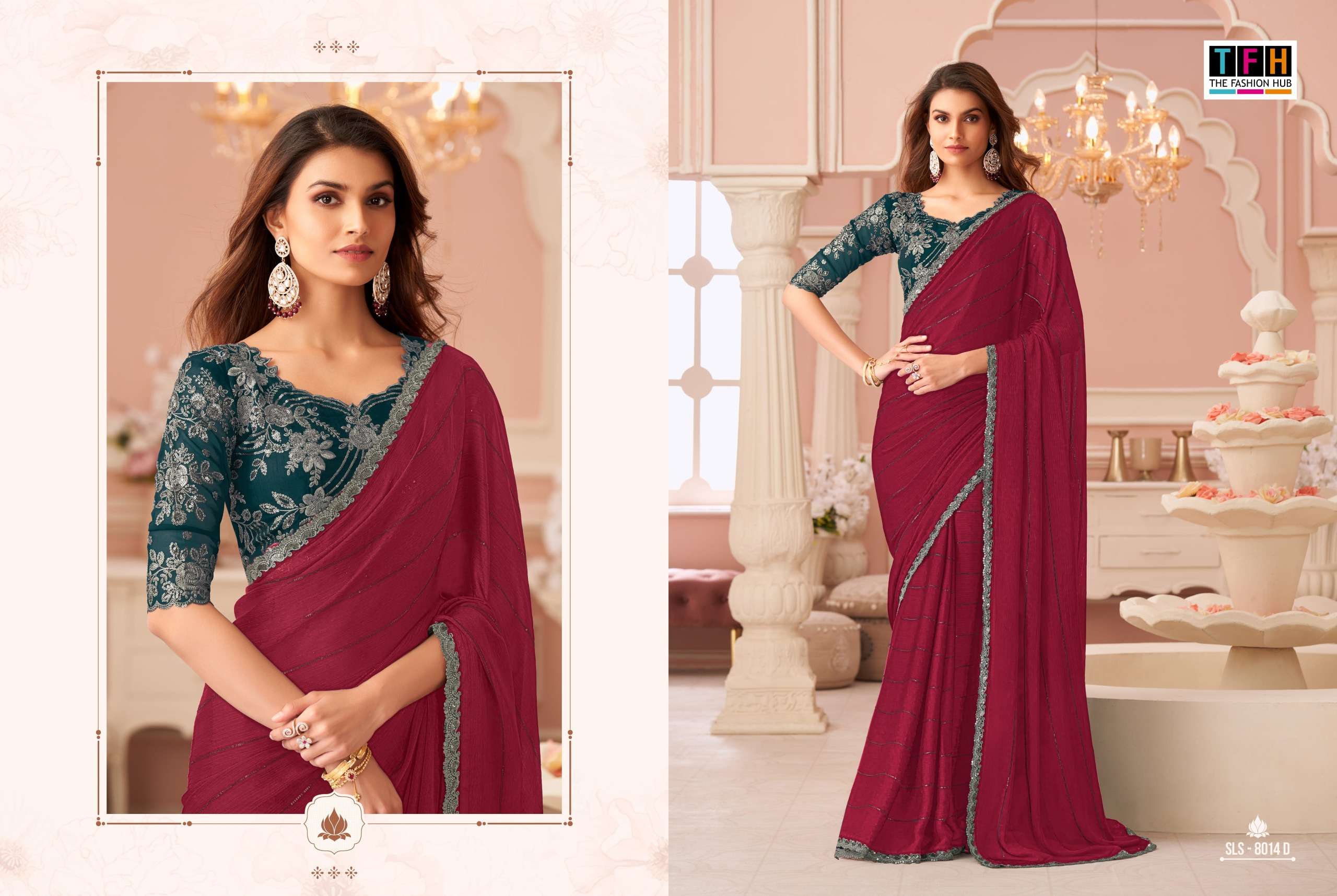 TFH PRESENTS SALSA STYLE 8014 HIT COLORS DESIGNER PARTY WEAR SAREES CATALOG WHOLESALER AND EXPORTER 