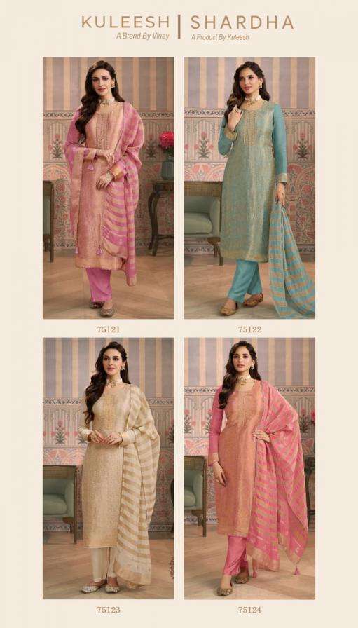 VINAY PARESENTS SHARDHA VISCOSE SIMMER JACRUARED PARTY WEAR SALWAR SUITS CATALOG WHOLESALER AND EXPORTER IN SURAT