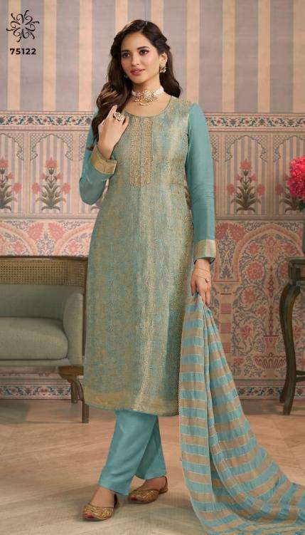 VINAY PARESENTS SHARDHA VISCOSE SIMMER JACRUARED PARTY WEAR SALWAR SUITS CATALOG WHOLESALER AND EXPORTER IN SURAT