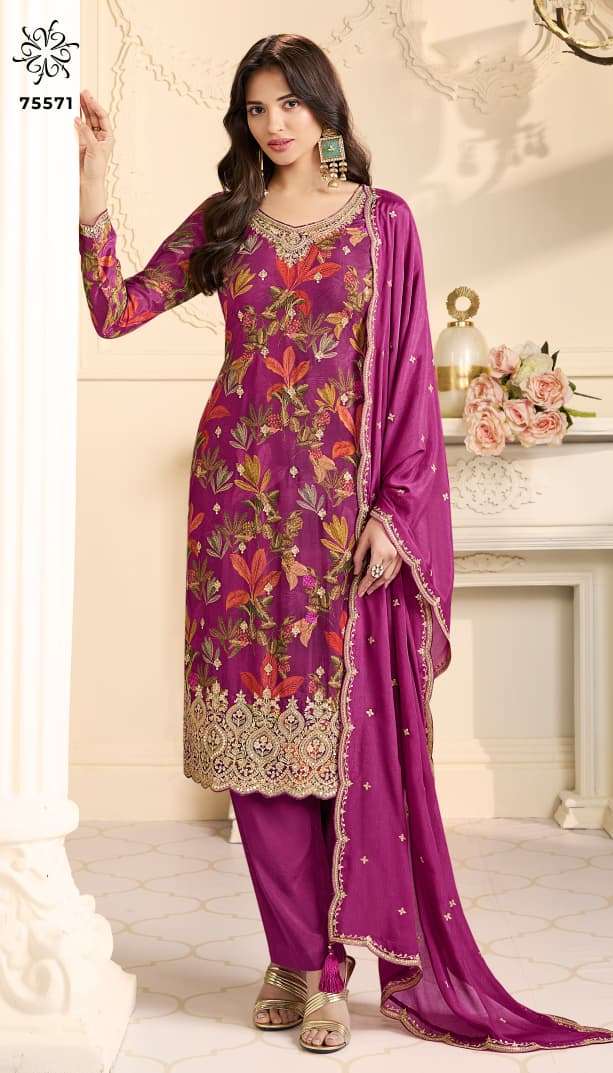 VINAY PRESENTS GUN GUN CHINON PRINTED FANCY PARTY WEAR SALWAR SUITS CATALOG WHOLESALER AND EXPORTER IN SURAT