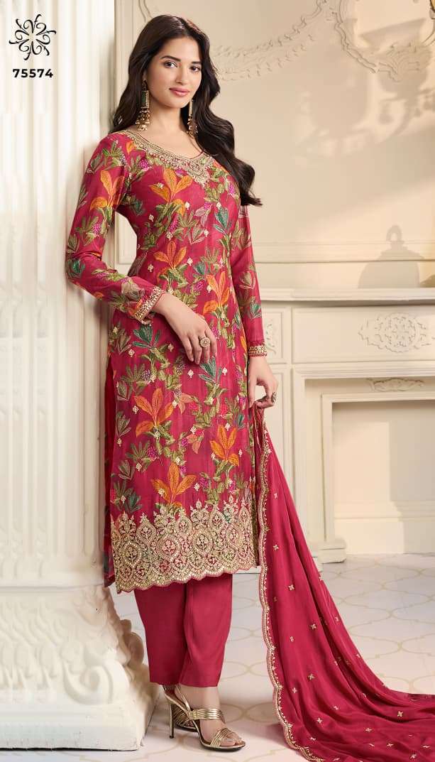 VINAY PRESENTS GUN GUN CHINON PRINTED FANCY PARTY WEAR SALWAR SUITS CATALOG WHOLESALER AND EXPORTER IN SURAT
