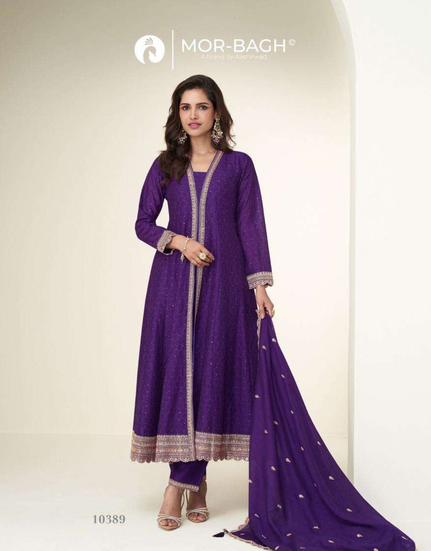 Aashirwad Presents Mor-Bagh Charvi Exclusive Silk Readymade Suit For Womens Catalog Wholesaler And Exporter In Surat