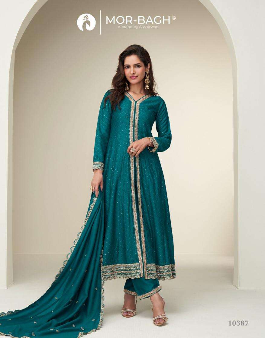 Aashirwad Presents Mor-Bagh Charvi Exclusive Silk Readymade Suit For Womens Catalog Wholesaler And Exporter In Surat