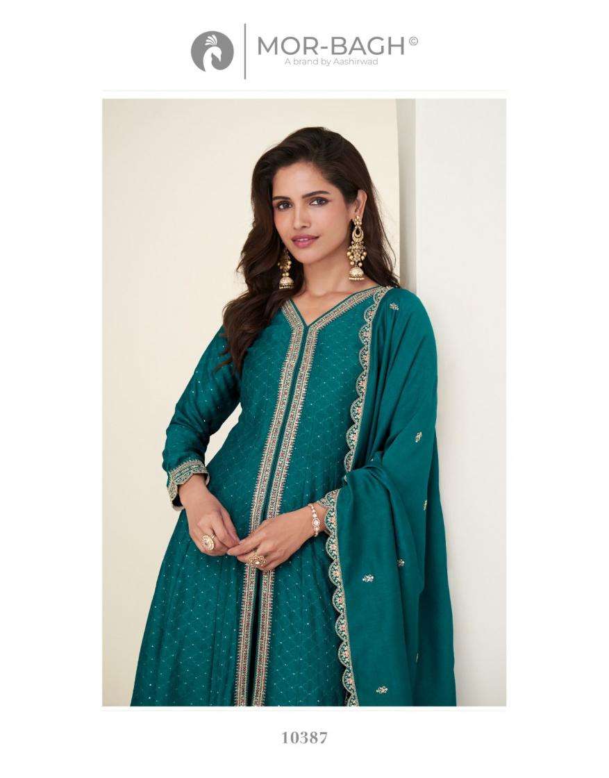 Aashirwad Presents Mor-Bagh Charvi Exclusive Silk Readymade Suit For Womens Catalog Wholesaler And Exporter In Surat