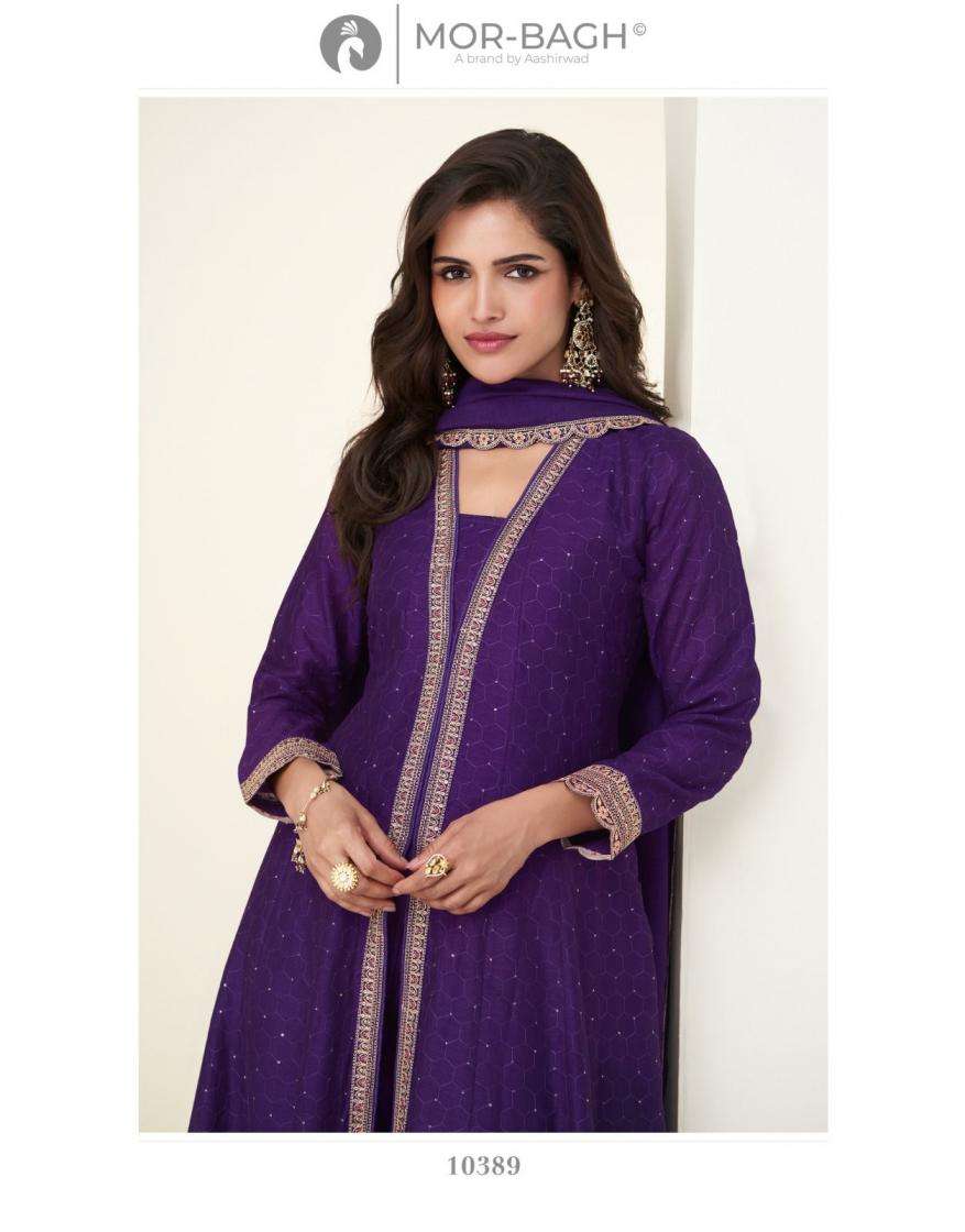 Aashirwad Presents Mor-Bagh Charvi Exclusive Silk Readymade Suit For Womens Catalog Wholesaler And Exporter In Surat