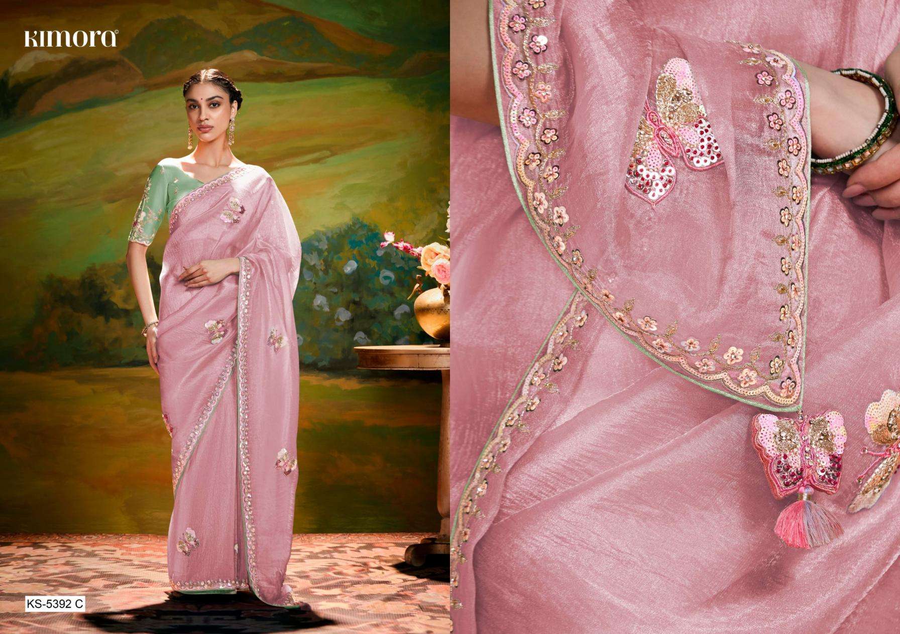 kimora presents kajal 5392 organza exclusive sarees catalog wholesaler