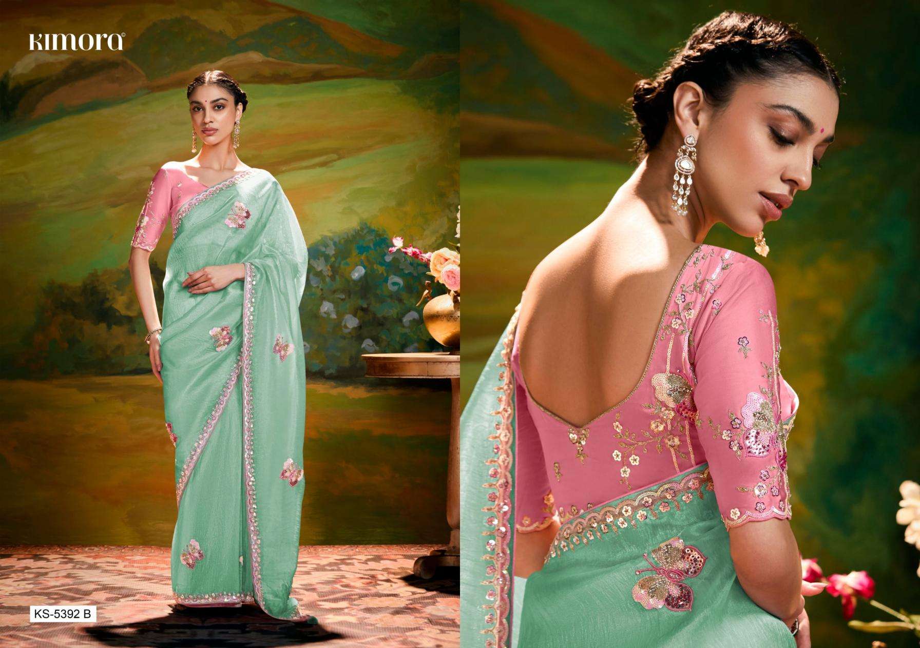kimora presents kajal 5392 organza exclusive sarees catalog wholesaler