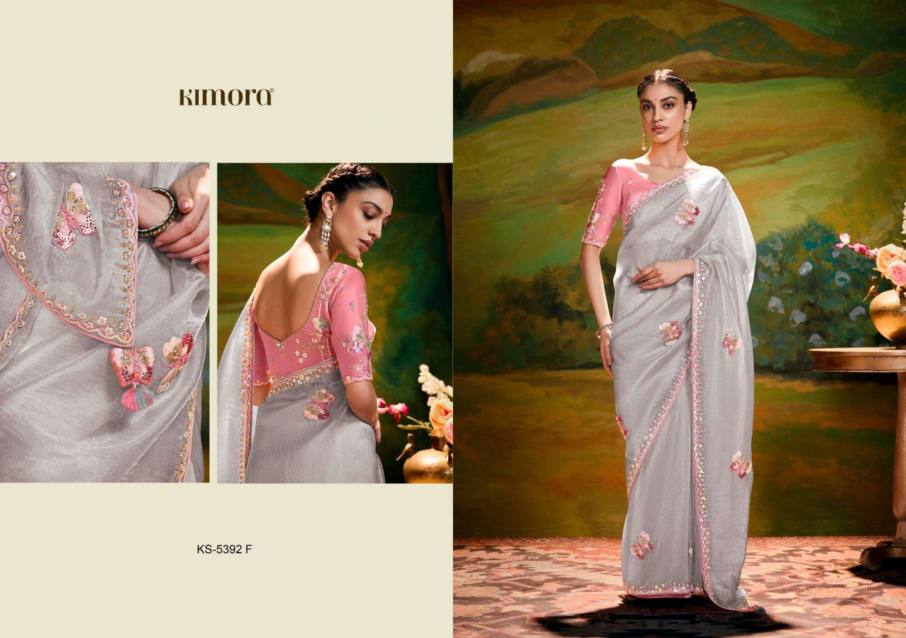 kimora presents kajal 5392 organza exclusive sarees catalog wholesaler