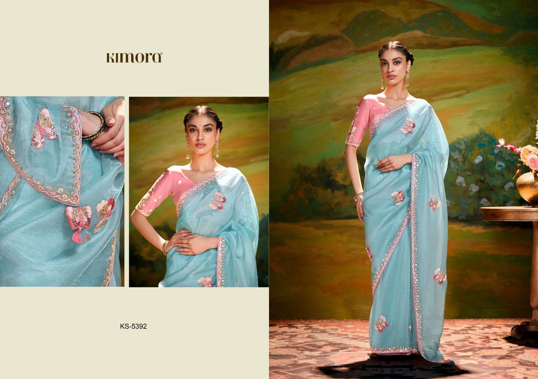 kimora presents kajal 5392 organza exclusive sarees catalog wholesaler