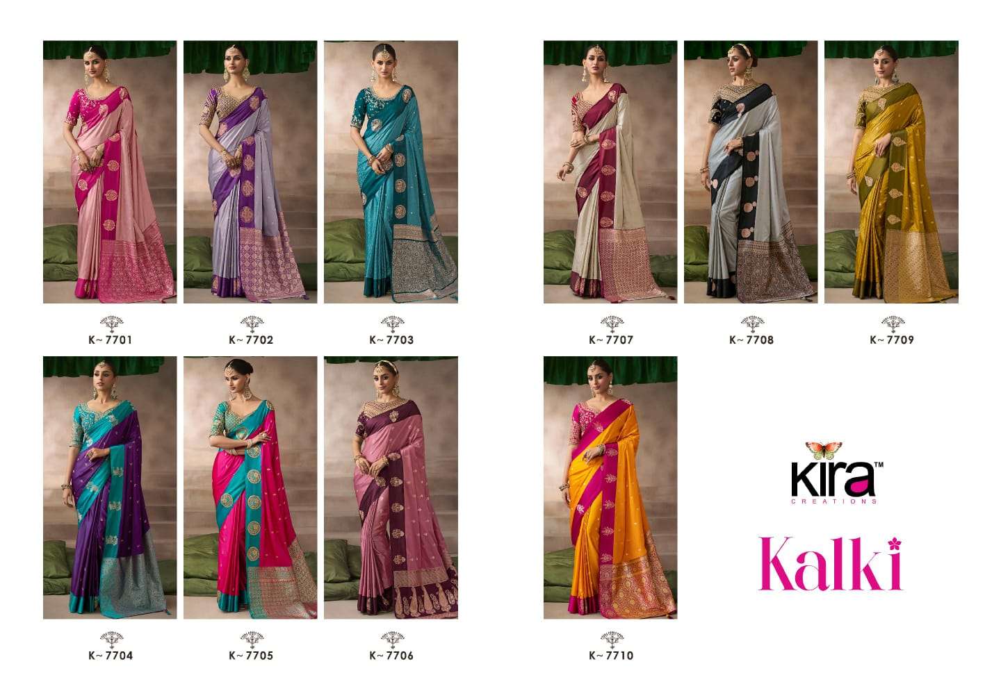 KIRA PRESENTS KALKI WHOLESALE SATIN SILK STUNNING LOOK SAREES FOR WOMEN CATALOG WHOLESALER AND EXPORTER 