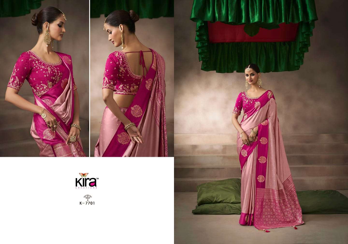 KIRA PRESENTS KALKI WHOLESALE SATIN SILK STUNNING LOOK SAREES FOR WOMEN CATALOG WHOLESALER AND EXPORTER 