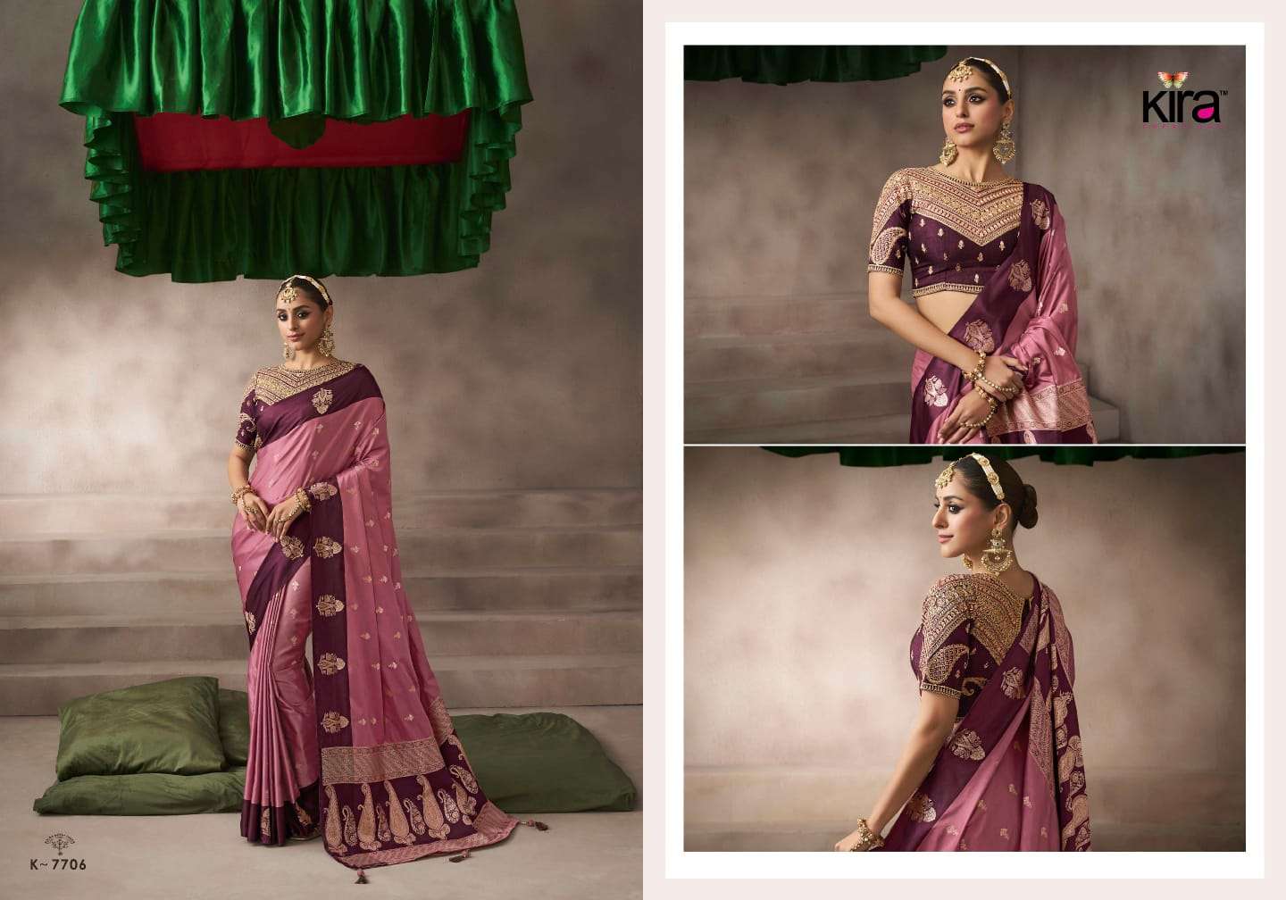 KIRA PRESENTS KALKI WHOLESALE SATIN SILK STUNNING LOOK SAREES FOR WOMEN CATALOG WHOLESALER AND EXPORTER 