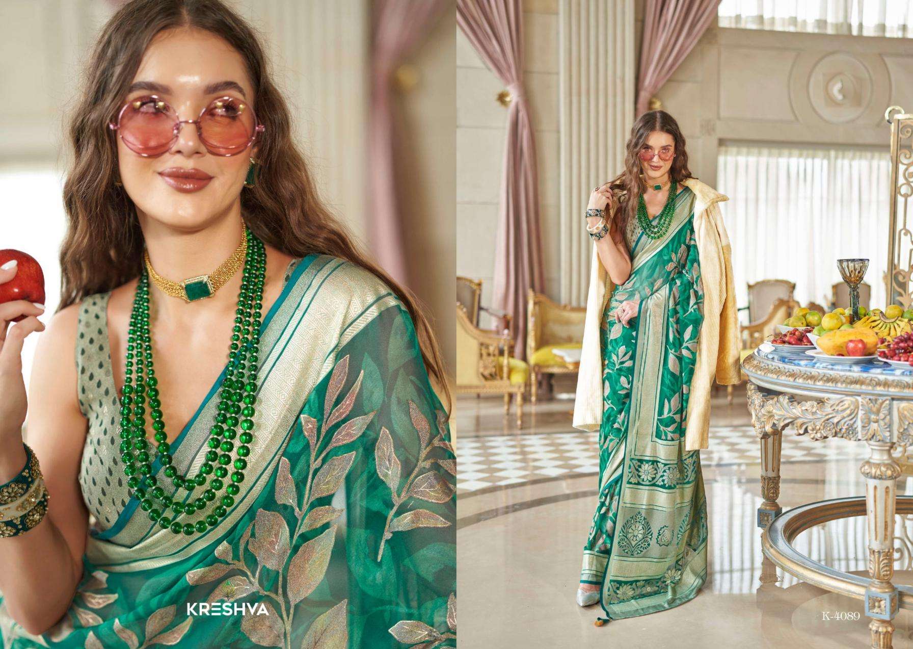 kreshva presents the moments georgette shop trendy sarees catalog