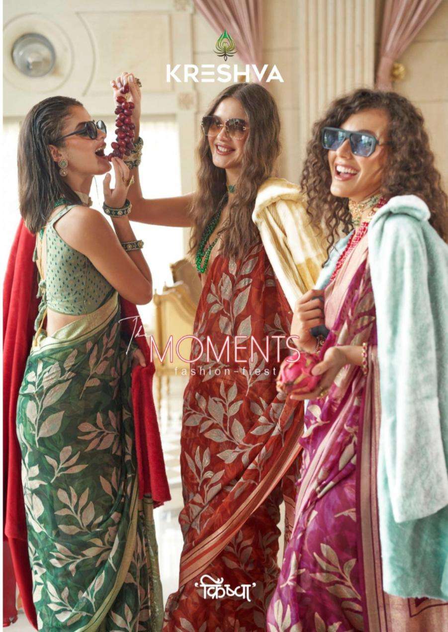 kreshva presents the moments georgette shop trendy sarees catalog