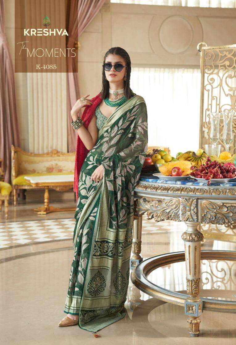 kreshva presents the moments georgette shop trendy sarees catalog