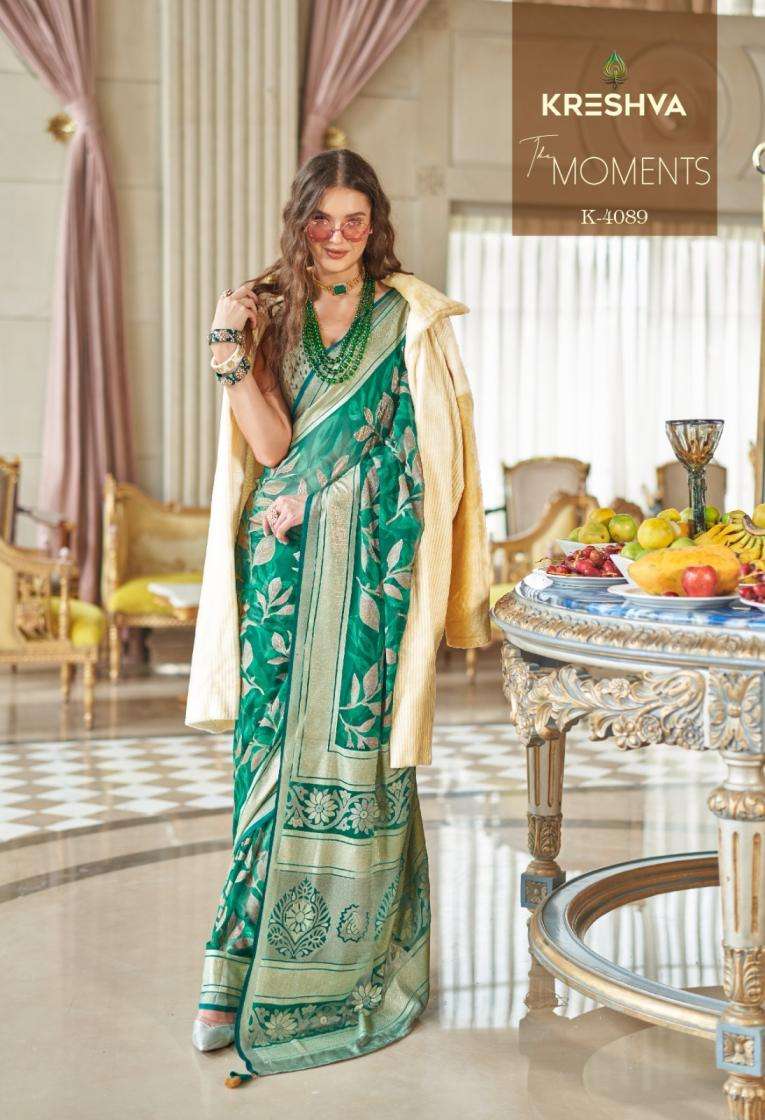 kreshva presents the moments georgette shop trendy sarees catalog