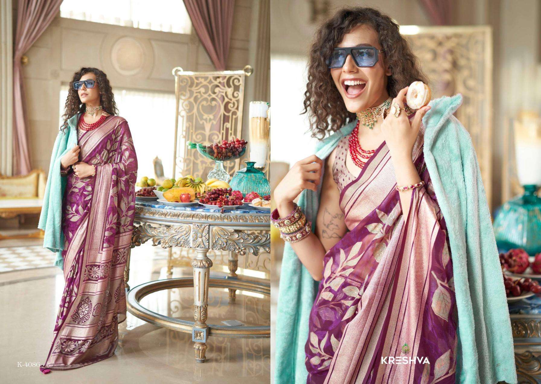 kreshva presents the moments georgette shop trendy sarees catalog