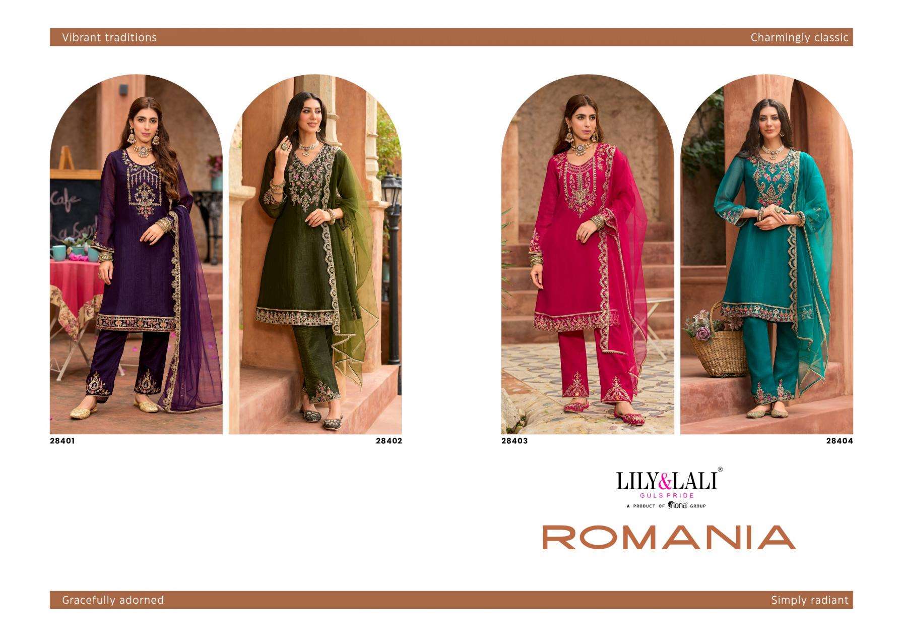 lily & lali presents romania silk lining readymade gorgeous look kurtis catalog