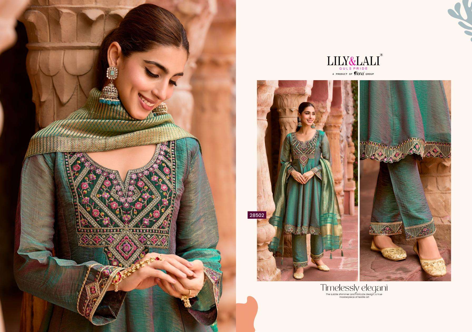 lily & lali presents vaani silk lining fully stitch exclusive kali work 3pcs kurtis catalog