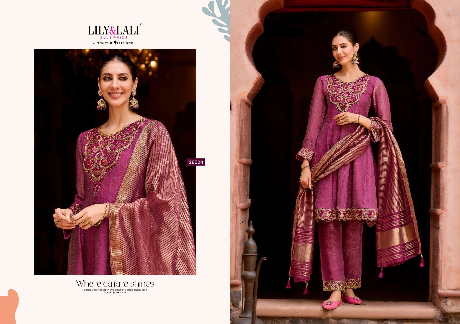 lily & lali presents vaani silk lining fully stitch exclusive kali work 3pcs kurtis catalog