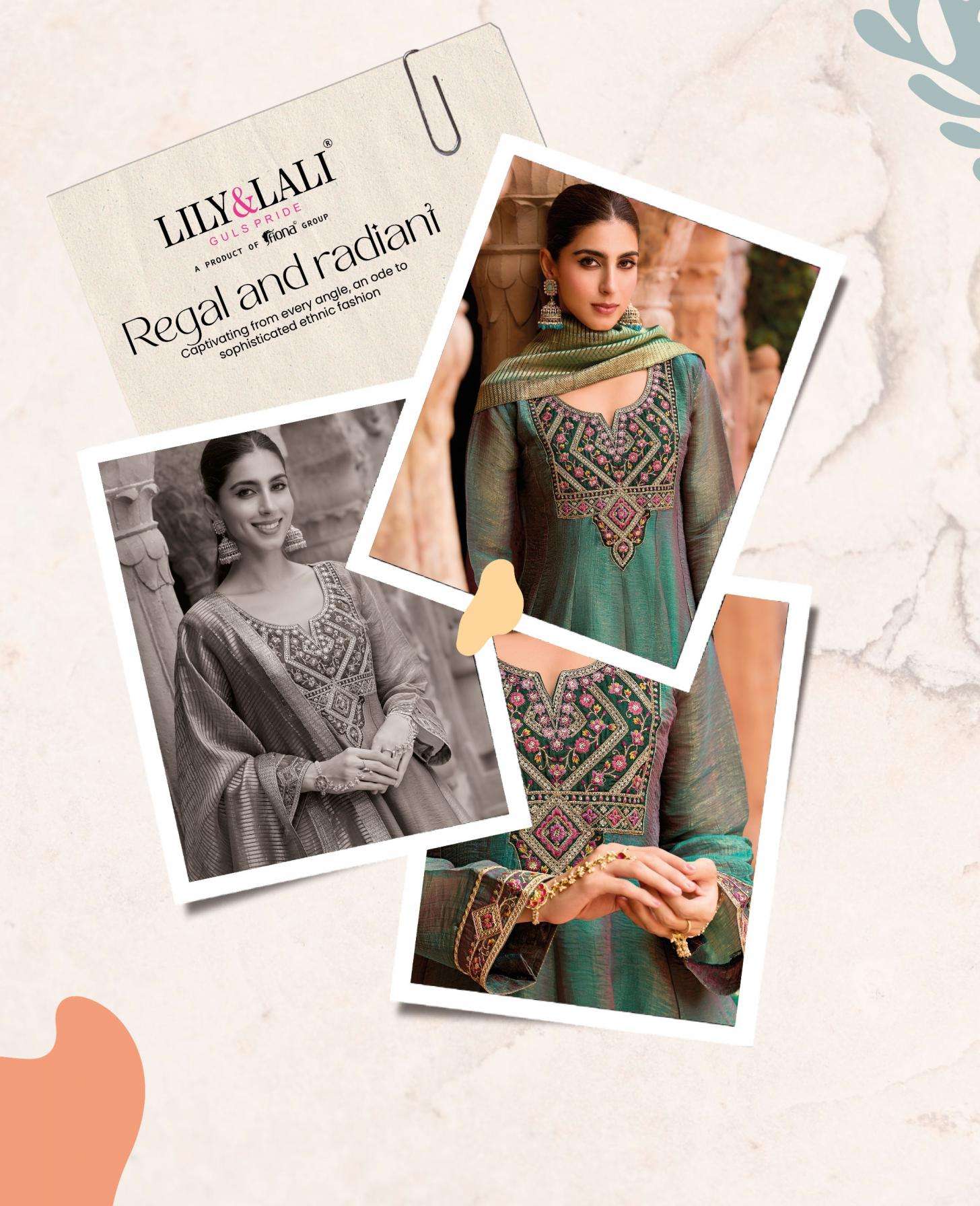 lily & lali presents vaani silk lining fully stitch exclusive kali work 3pcs kurtis catalog