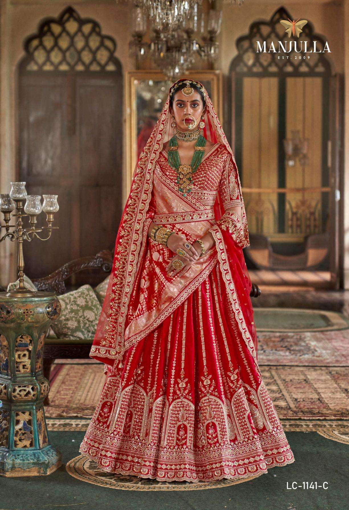 MANJULLA FASHION PRESENTS DULHAN VOL-1 WHOLESALE SABYASACHI STYLE DESIGNER LEHENGAS FOR BRIDES CATALOG WHOLESALER AND EXPORTER 