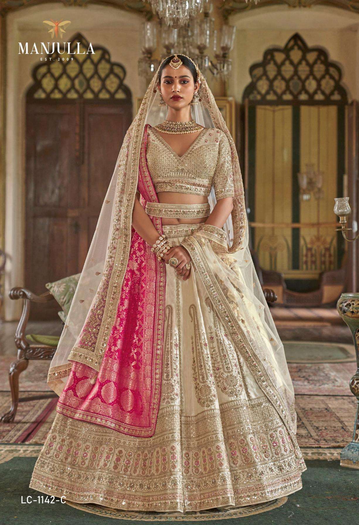 MANJULLA FASHION PRESENTS DULHAN VOL-1 WHOLESALE SABYASACHI STYLE DESIGNER LEHENGAS FOR BRIDES CATALOG WHOLESALER AND EXPORTER 