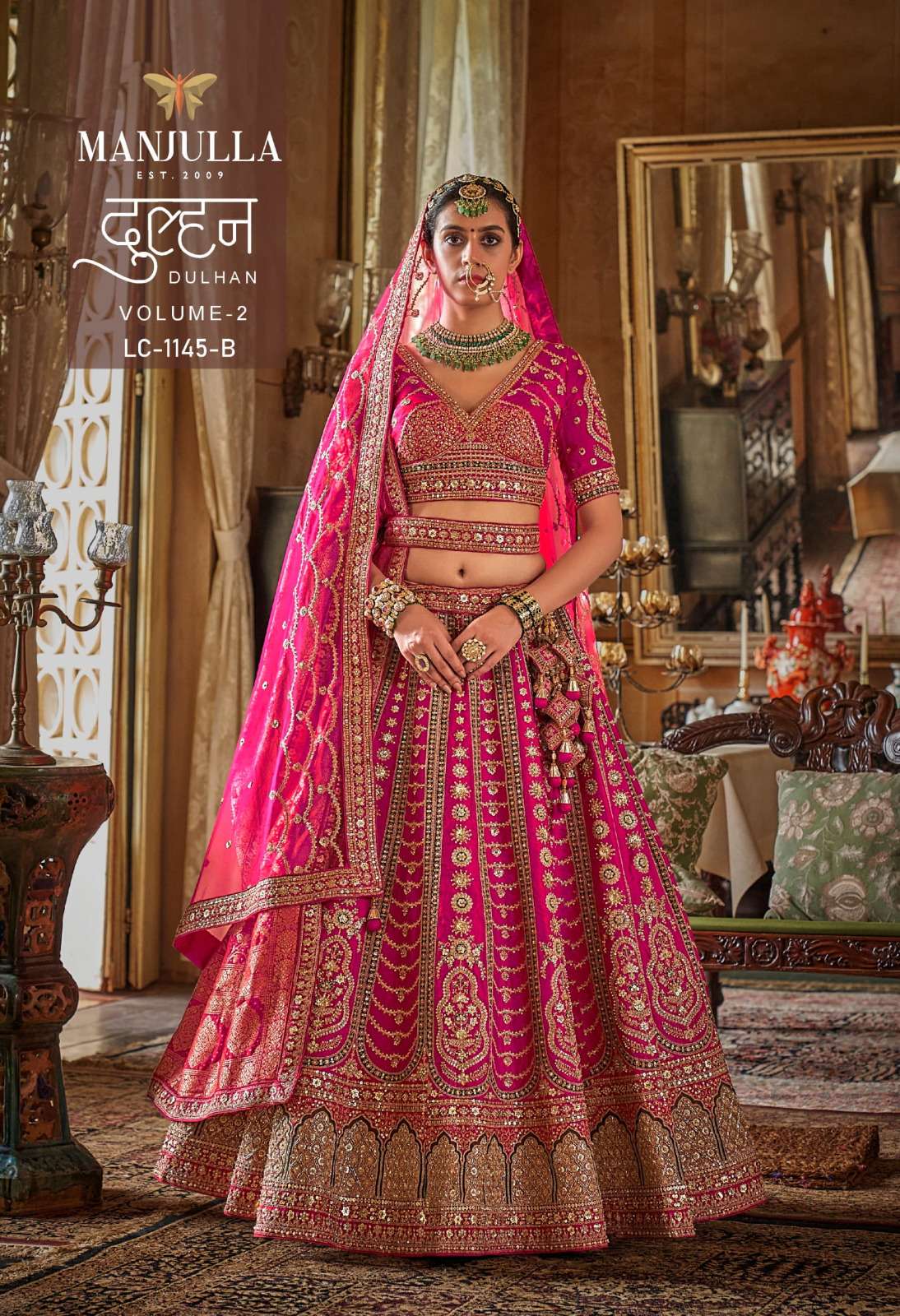 MANJULLA FASHION PRESENTS DULHAN VOL-2 WHOLESALE SABYASACHI STYLE DESIGNER LEHENGAS FOR BRIDES CATALOG WHOLESALER AND EXPORTER 