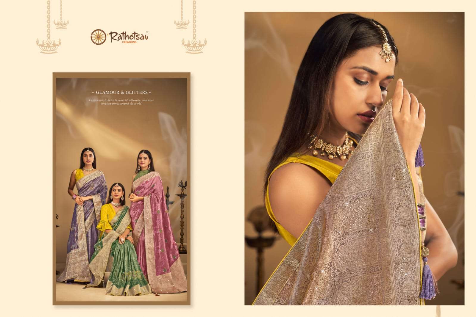 RATHOTSAV BY RAJGURU PRESENTS BINDU FANCY WEDDING WEAR SAREES CATALOG WHOLESALER AND EXPORTER IN SURAT