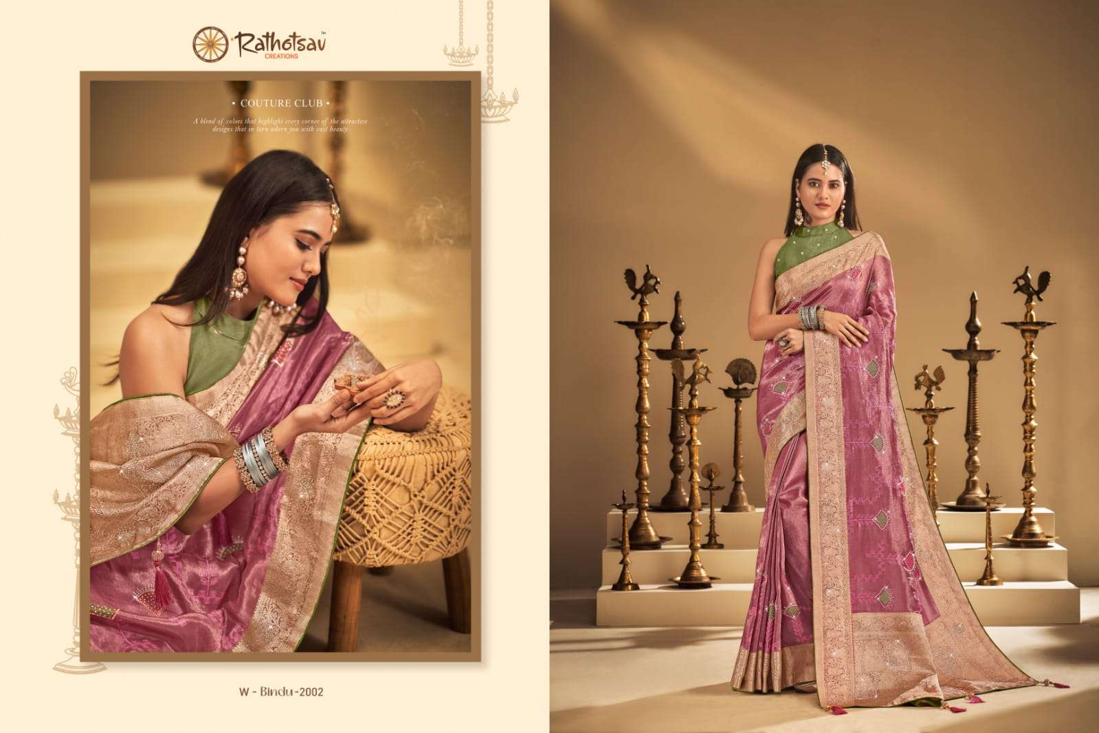 RATHOTSAV BY RAJGURU PRESENTS BINDU FANCY WEDDING WEAR SAREES CATALOG WHOLESALER AND EXPORTER IN SURAT