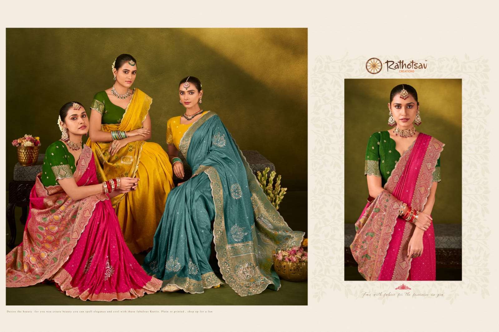 RATHOTSAV BY RAJGURU PRESENTS MEENAKARI FANCY WEDDING WEAR SAREES CATALOG WHOLESALER AND EXPORTER IN SURAT