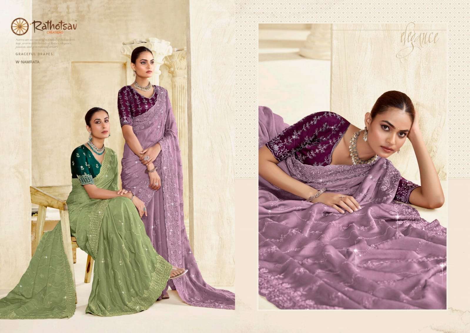 RATHOTSAV BY RAJGURU PRESENTS NAMRATA FANCY SAREES CATALOG WHOLESALER AND EXPORTER IN SURAT