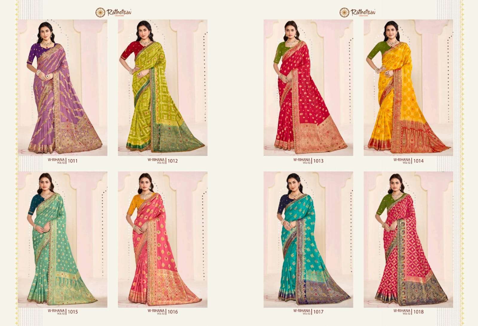 RATHOTSAV BY RAJGURU PRESENTS RIHANA VOL-2 FANCY SAREES CATALOG WHOLESALER AND EXPORTER IN SURAT