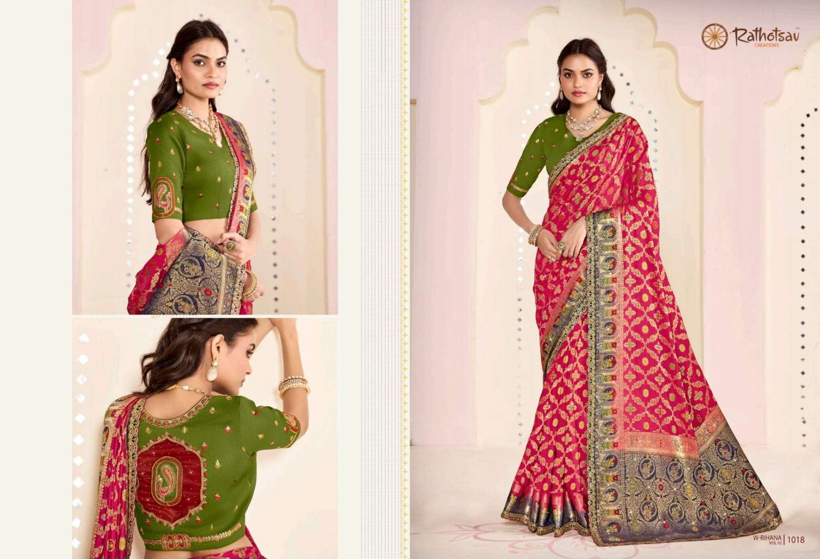 RATHOTSAV BY RAJGURU PRESENTS RIHANA VOL-2 FANCY SAREES CATALOG WHOLESALER AND EXPORTER IN SURAT