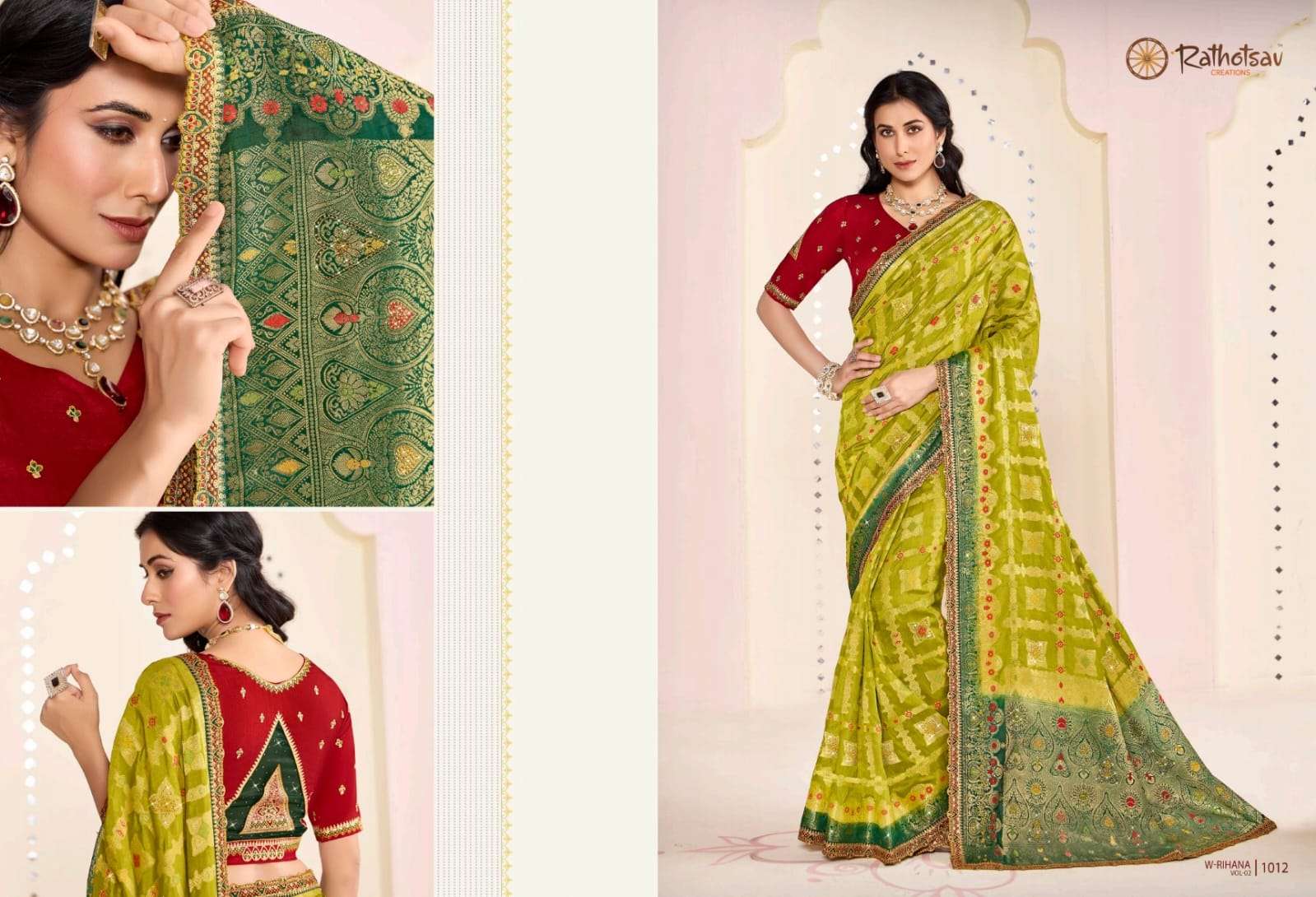 RATHOTSAV BY RAJGURU PRESENTS RIHANA VOL-2 FANCY SAREES CATALOG WHOLESALER AND EXPORTER IN SURAT