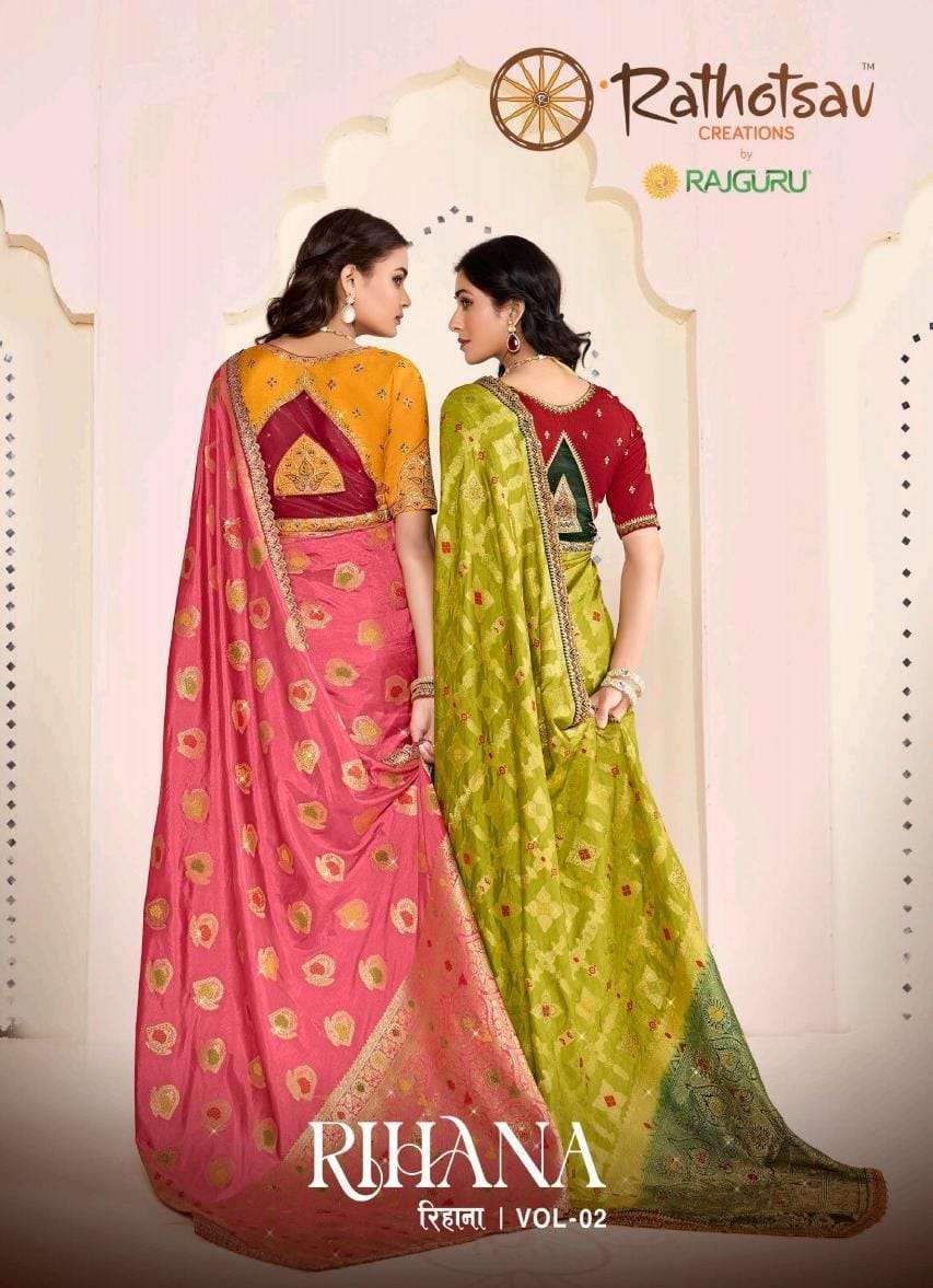 RATHOTSAV BY RAJGURU PRESENTS RIHANA VOL-2 FANCY SAREES CATALOG WHOLESALER AND EXPORTER IN SURAT