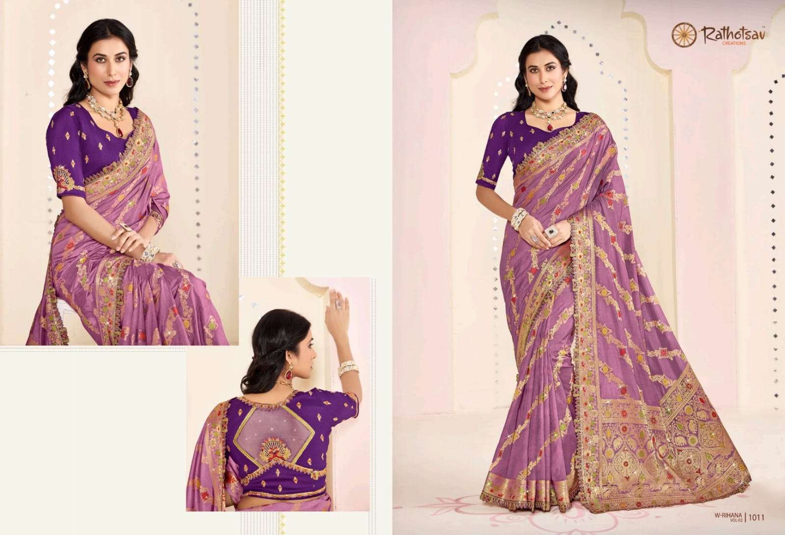 RATHOTSAV BY RAJGURU PRESENTS RIHANA VOL-2 FANCY SAREES CATALOG WHOLESALER AND EXPORTER IN SURAT