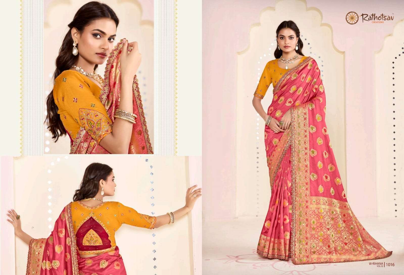 RATHOTSAV BY RAJGURU PRESENTS RIHANA VOL-2 FANCY SAREES CATALOG WHOLESALER AND EXPORTER IN SURAT