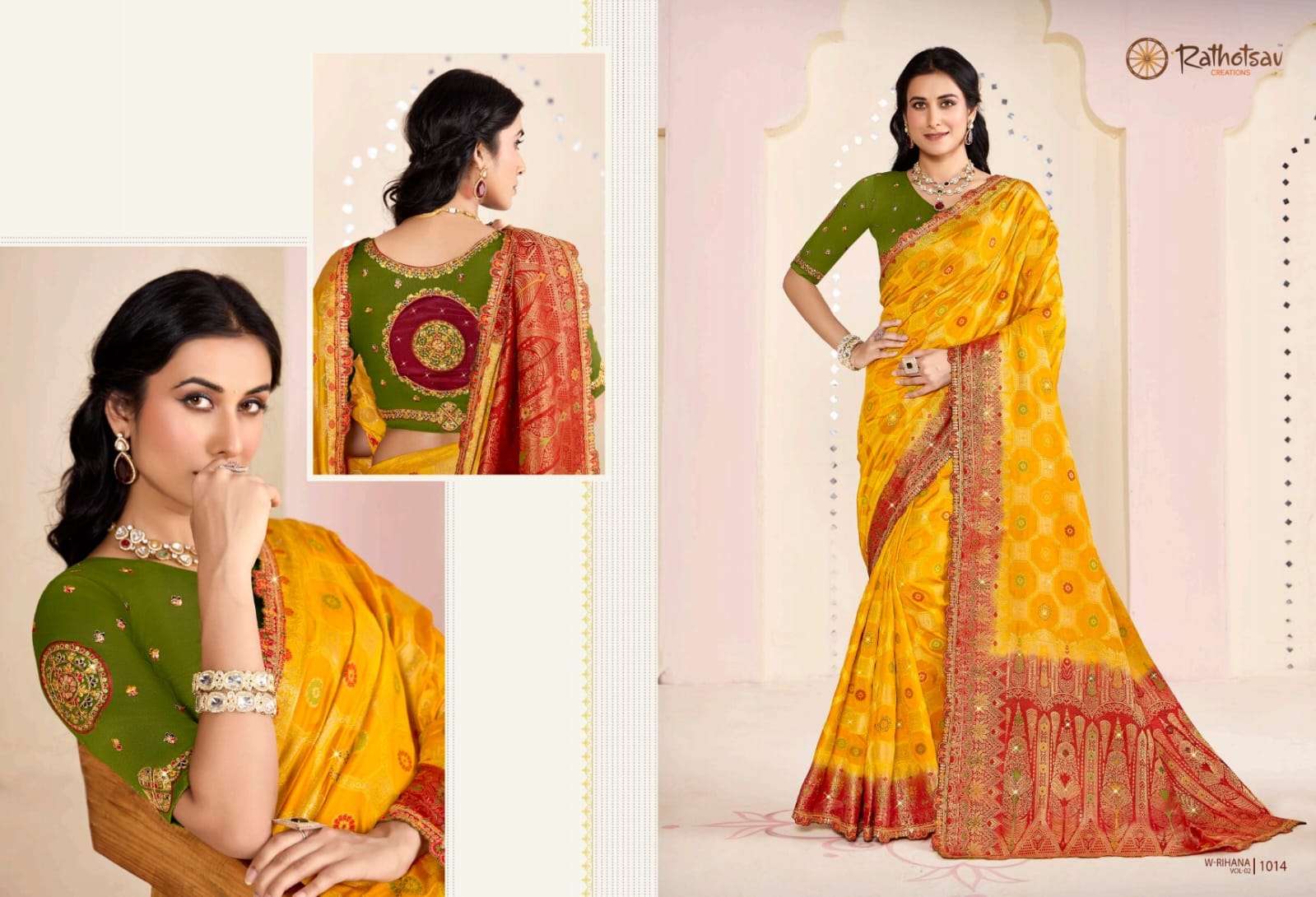 RATHOTSAV BY RAJGURU PRESENTS RIHANA VOL-2 FANCY SAREES CATALOG WHOLESALER AND EXPORTER IN SURAT