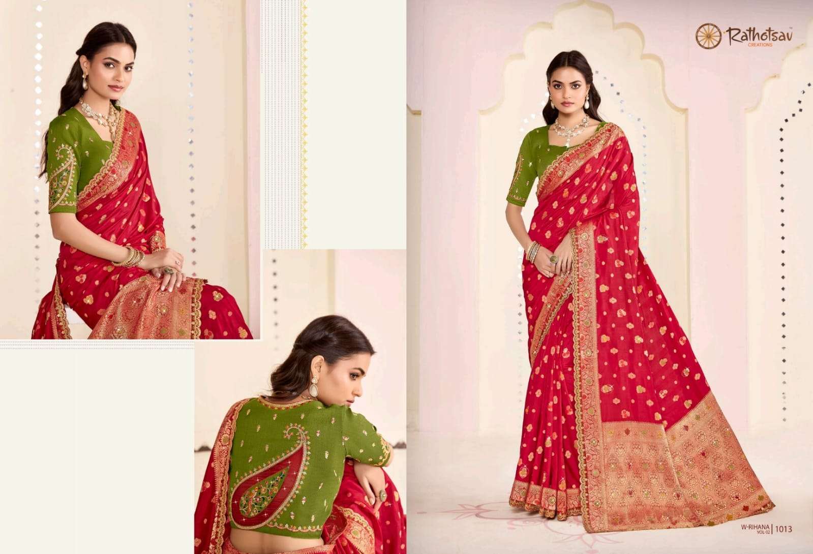 RATHOTSAV BY RAJGURU PRESENTS RIHANA VOL-2 FANCY SAREES CATALOG WHOLESALER AND EXPORTER IN SURAT