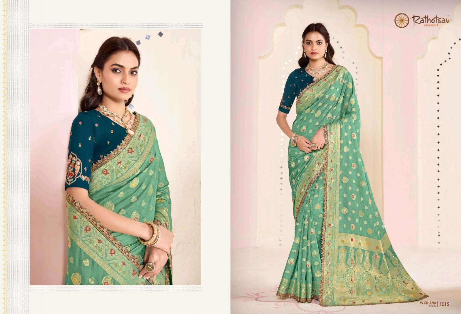 RATHOTSAV BY RAJGURU PRESENTS RIHANA VOL-2 FANCY SAREES CATALOG WHOLESALER AND EXPORTER IN SURAT