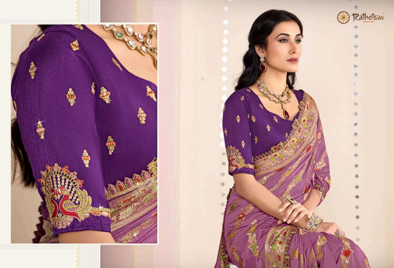 RATHOTSAV BY RAJGURU PRESENTS RIHANA VOL-2 FANCY SAREES CATALOG WHOLESALER AND EXPORTER IN SURAT
