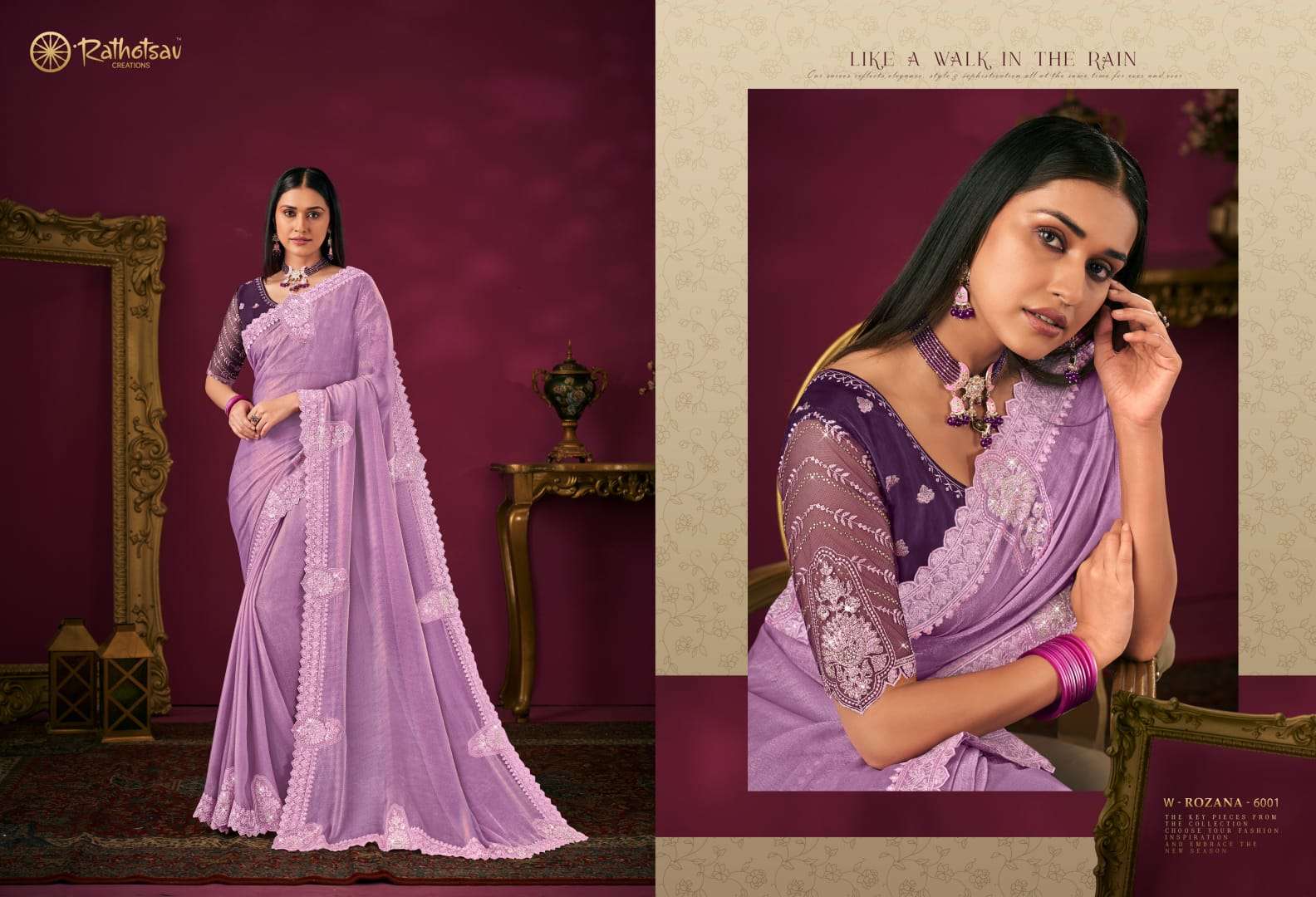 RATHOTSAV BY RAJGURU PRESENTS ROZANA FANCY SAREES CATALOG WHOLESALER AND EXPORTER IN SURAT